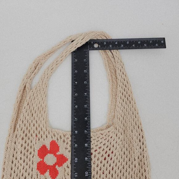 Crochet Tote Mesh Beach Bag Floral Fairycore Hobo Fairy Aesthetic Y2k Market Bag - Picture 3 of 6